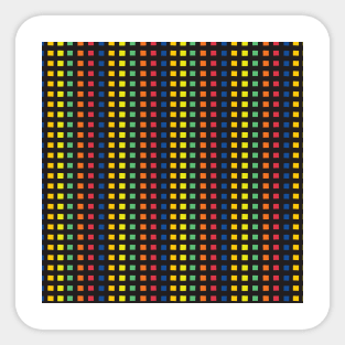 Black grid over rainbow squares Sticker